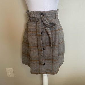 Potters Pot Skirt | Plaid Paper bag style w/ belt | Large